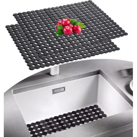 EXIN DEHCEN 2 Pièces Tapis Evier Cuisine, Tapis D'évier Découpable Pour La Cuisine, Cuisine Caoutchouc TPR Tapis Fond D'évier, Tapis De Protection D' évier Réglables Antidérapant (30.7 X 30.7 Cm