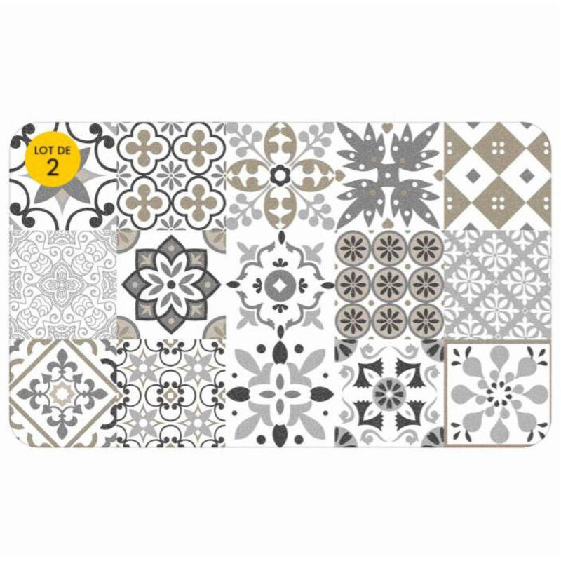 Cdaffaires - Lot de 2 Tapis en mousse pvc 45 x 75 cm Salou Naturel