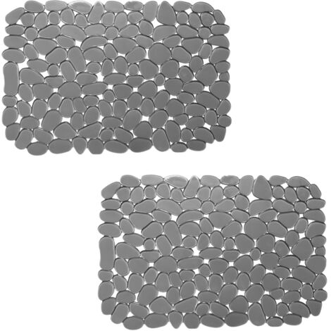 Lot de 2 Tapis Evier Cuisine, 40 x 30 cm, Tapis Evier à Faire Soi-Même pour Evier de Cuisine, Tapis D'évier à Drainage Tapide pour Vaisselle, Verrerie, Légumes. Grau