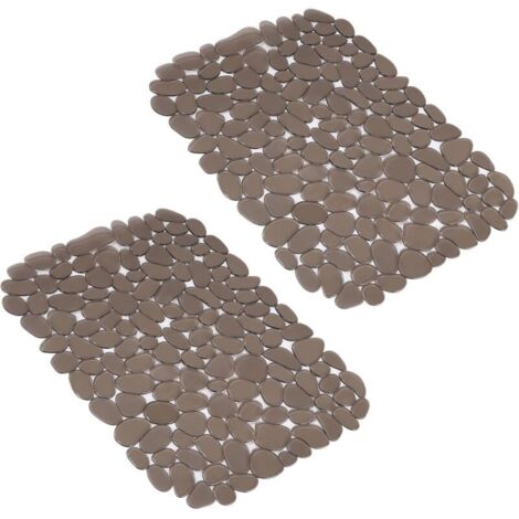 Lot de 2 Tapis Evier Cuisine Gris Clair,  Tapis de Protege Evier Cuisine en PVC, 40x30cm Tapis Evier, Tapis D'évier en Forme de Galets pour Le Fond de L'évier de Cuisine
