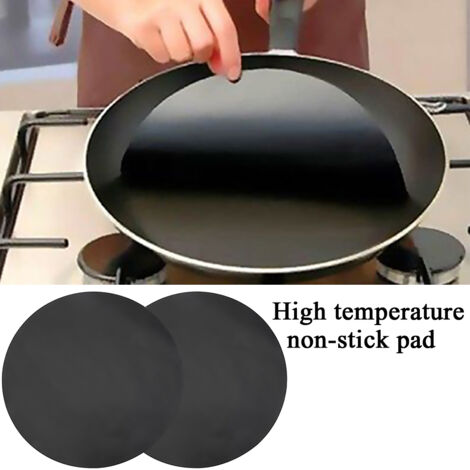 Lot de 2 tapis ronds antiadhésifs 24cm pour wok et poêle, résistants à haute température - Idéaux cuisson, barbecue et pâtisserie.