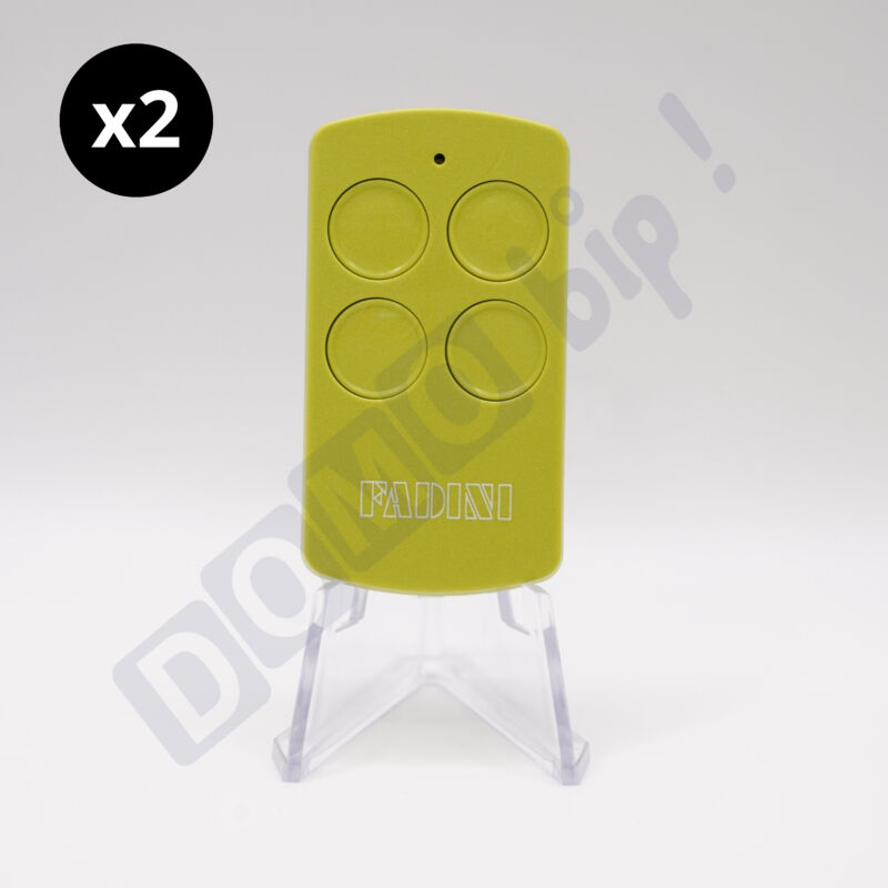 Lot de 2 Télécommandes Fadini divo 71 Verte - Fréquence 433.92 MHz - 4 Canaux - Rolling Code - Référence : 7113GL - Compatible Portails et Portes
