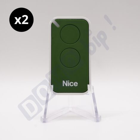 Lot de 2 télécommandes nice inti2 vert - émetteur à code tournant era inti 2 - 433.92 mhz