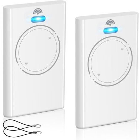 Lot de 2 télécommandes pour ouvre-porte de garage 433,92 MHz - Compatible avec XT2 433 SLH LR - 2 canaux - Blanc