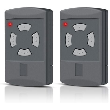 COOCHEER Lot de 2 Télécommandes pour Porte de Garage - 40,685 MHz - Compatible avec Hörmann HSM4-40, HSM2-40, HS2-40, HS4-40, HSE2-40, HSE4-40, Bouton Gris - 4 Canaux