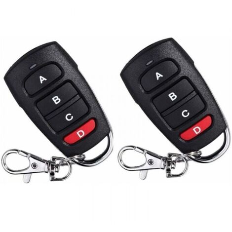 Lot de 2 télécommandes universelles 433 MHz – 4 canaux – Transmission jusqu'à 100m – Compatible avec motorisations de garage