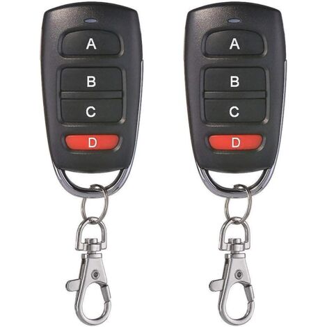 Lot de 2 télécommandes universelles 433 MHz avec fonction de clonage pour porte de garage et portail électrique
