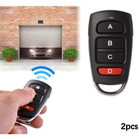 Lot de 2 Télécommandes Universelles 433 MHz pour Porte de Garage et Portail Électrique – 4 Boutons – Fonction Clonage Facile