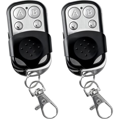 Lot de 2 Télécommandes Universelles 433,92 MHz pour Portail et Garage, Copieuse de Code Fixe, 4 Boutons, Compatible avec Porte Coulissante et Voiture