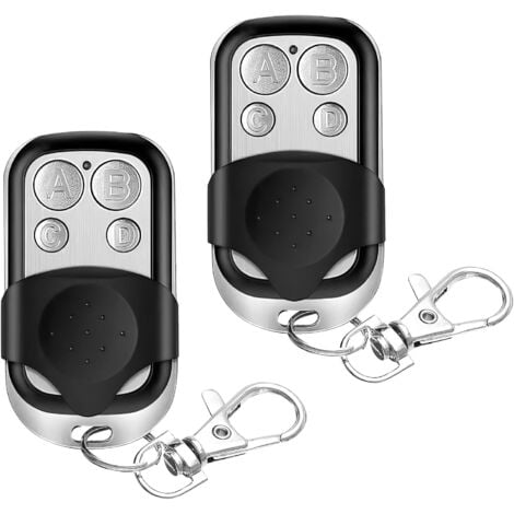 IBUYKE Lot de 2 télécommandes universelles pour porte de garage 433 MHz, télécommande de porte de garage à 4 boutons, duplicateur de télécommande de porte de garage, clone de porte électrique avec couvercle