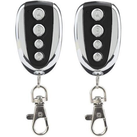 Lot de 2 télécommandes universelles pour portes de garage et portails, 433,9 MHz, 4 canaux – Remplacement idéal, dimensions 54 x 34 x 13 mm
