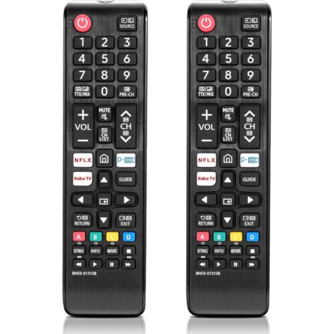 Lot de 2 télécommandes universelles pour Smart TV, Crystal UHD, Neo QLED, The Frame et téléviseurs 4K/8K - Remplacement pour télécommande Smart TV originale BN59-01315B, boutons de raccourci