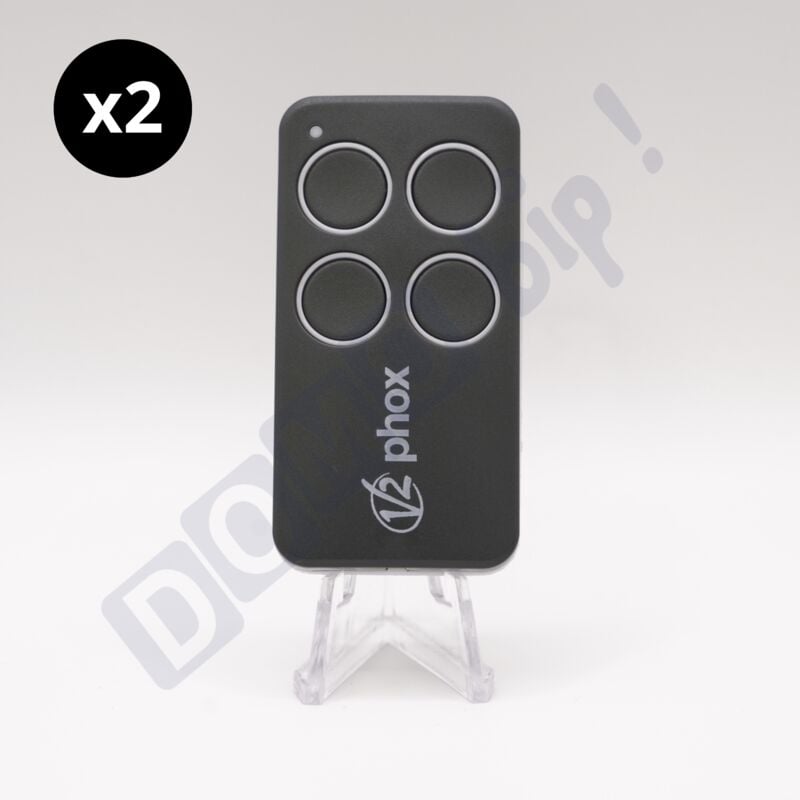 V2 Electronica - V2 phox 4 Contrat 50 - Lot de 2 télécommandes 4 boutons Pour portails et garages - Rolling Code - 433,92 MHz - Compatible wally /