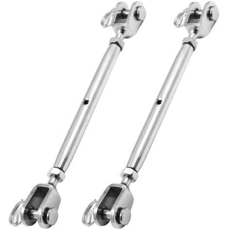 Lot de 2 tendeurs à mâchoires en acier inoxydable 3/16" (M5), vis de gréement, corps fermé, pour usage marin.