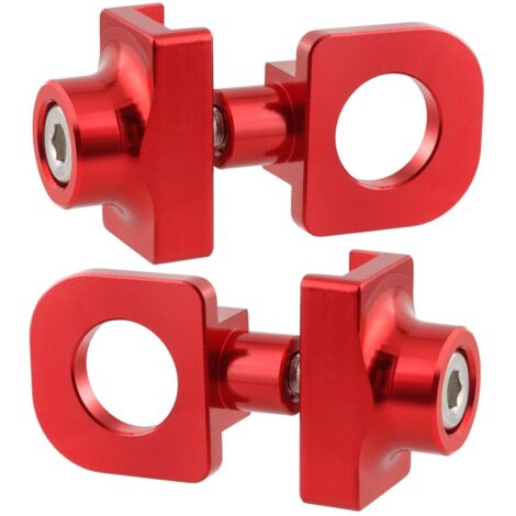Lot de 2 tendeurs de chaîne de vélo en alliage d'aluminium de qualité supérieure - Rouge - En alliage métallique - Pour BMX, vélo fixie à une vitesse