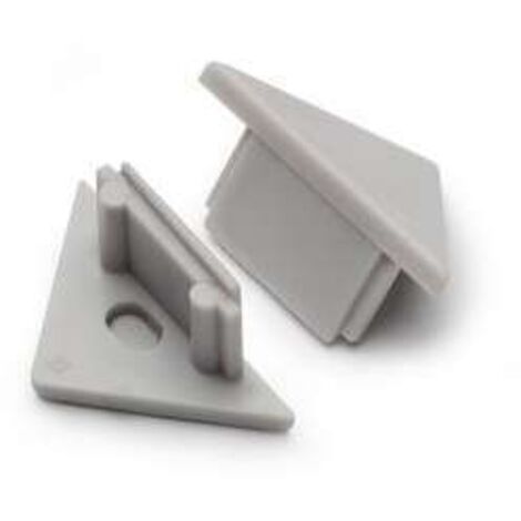 Lot de 2 Terminaisons pour Profilé LED Angle 45° Gris