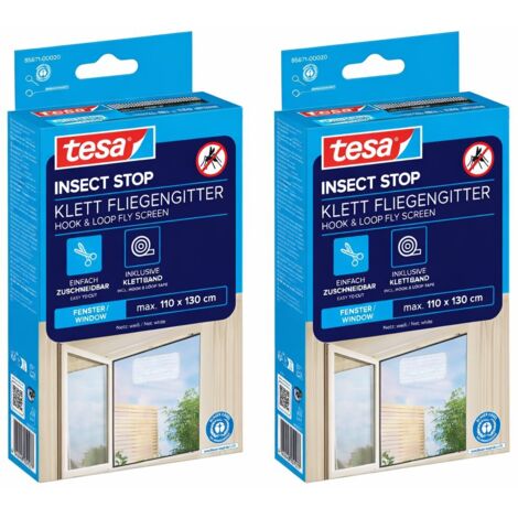 Lot de 2 — tesa Moustiquaire Fenêtre - Blanc - 1x 110x130cm