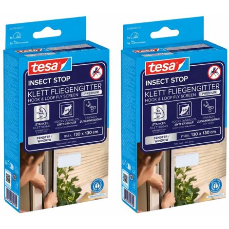 Lot de 2 — tesa Moustiquaire Fenêtre Premium - Blanc - 130x130cm