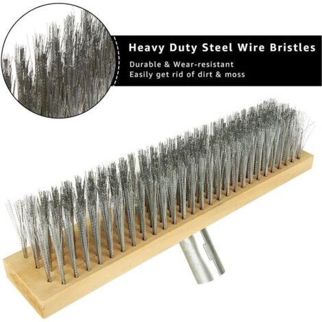 Lot de 2 têtes de balai métallique de 30 cm, tête de brosse à récurer en acier rigide, brosse de balayage robuste pour terrasse, pavage, terrasse, allées, algues, mauvaises herbes, mousse