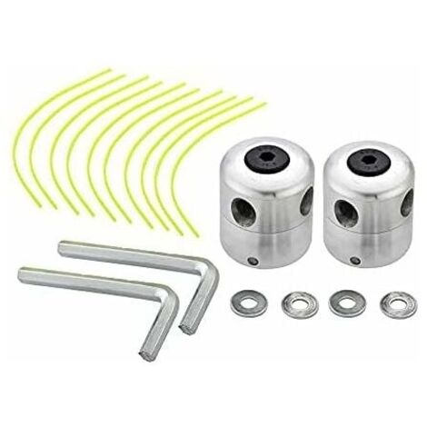 Lot de 2 têtes de débroussailleuse universelles en aluminium Double tête de ligne en nylon Bobine de ligne Accessoire de débroussailleuse-LIAIKI