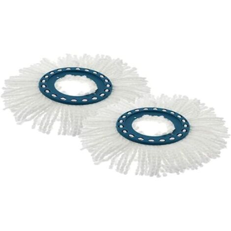 lot de 2 têtes de rechange Clean Twist Disc Mop, idéal pour les carrelages et sols en pierre, microfibre absorbante eau et saleté, franges de remplacement, Blanc
