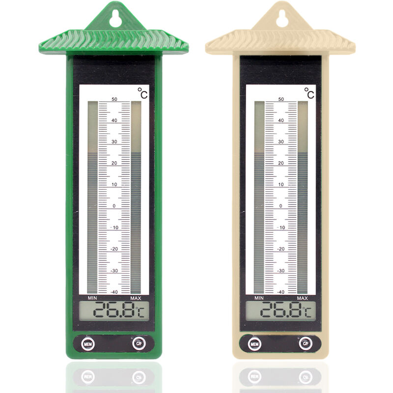 Fishtec - Lot de 2 - Thermomètre Electronique Extérieur Mini Maxi - Affichage digital - Températures extrêmes