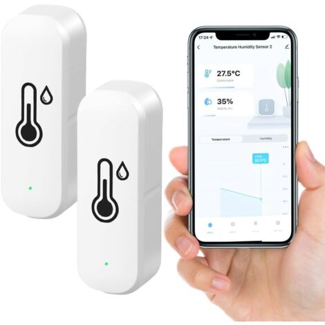 Lot de 2 Thermomètre Hygromètre WiFi Intelligent – Capteur de Température et d’Humidité Intérieur/Extérieur avec Bluetooth, Application de Contrôle à Distance pour Maison