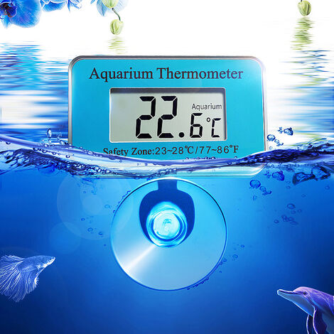 Lot de 2 thermomètres d'aquarium numériques à LED, thermomètre sous-marin avec ventouse étanche pour aquarium, terrarium et vivarium