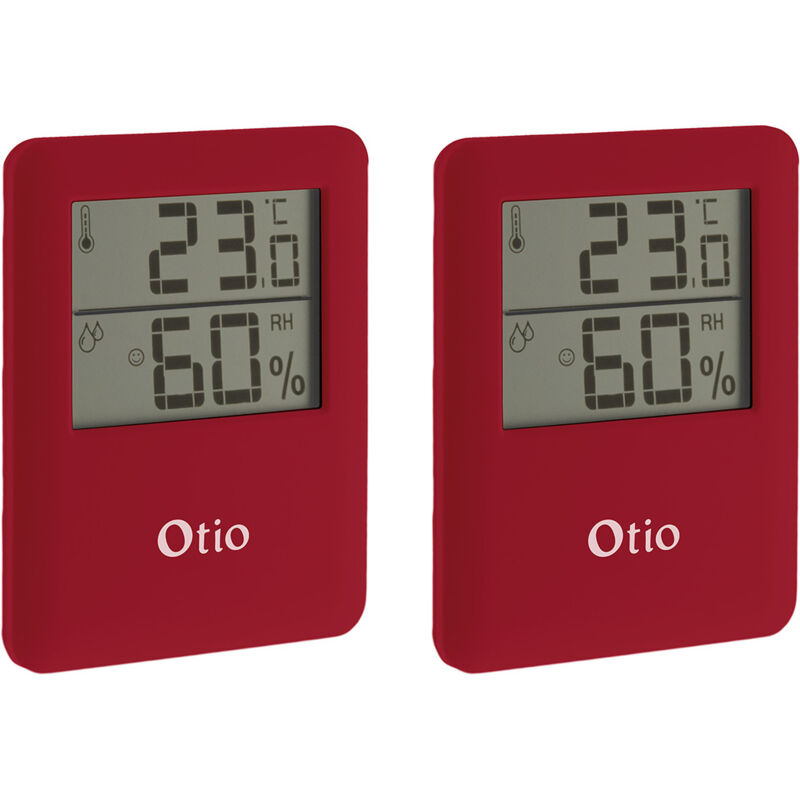 Lot de 2 thermomètres hygromètres magnétiques LCD - bordeaux - Otio Lot de 2 thermomètres hygromètres magnétiques LCD - bordeaux - Otio