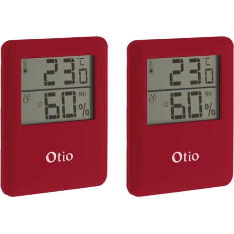 Lot de 2 thermomètres hygromètres magnétiques LCD - bordeaux - Otio