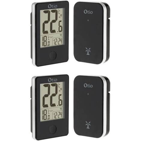 Lot de 2 thermomètres intérieur extérieur sans fil - noir - Otio