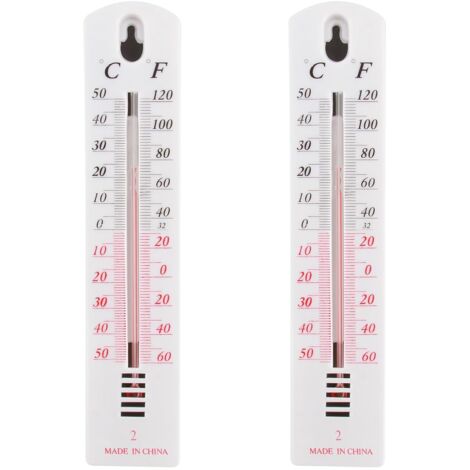Lot de 2 thermomètres muraux, thermomètres extérieurs, lecture précise Celsius et Fahrenheit, grand moniteur de température ambiante, facile à monter pour maison, jardin, serre, maison, bureau