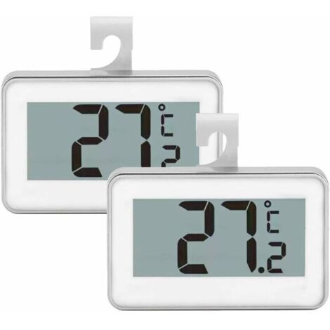 Lot de 2 thermomètres pour réfrigérateur et congélateur avec crochet de suspension (blanc)