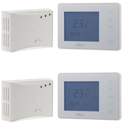 Lot de 2 thermostats programmables sans fil - blanc - Otio