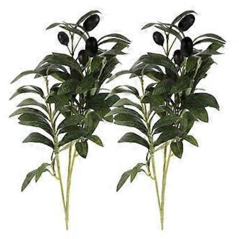 Lot de 2 tiges de feuilles d'olivier artificielles, ornement de fausses feuilles