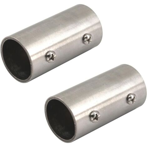 Lot de 2 tiges de raccordement de tuyau en acier inoxydable de 25 mm pour étagères, tringles de suspension, clôture, main courante
