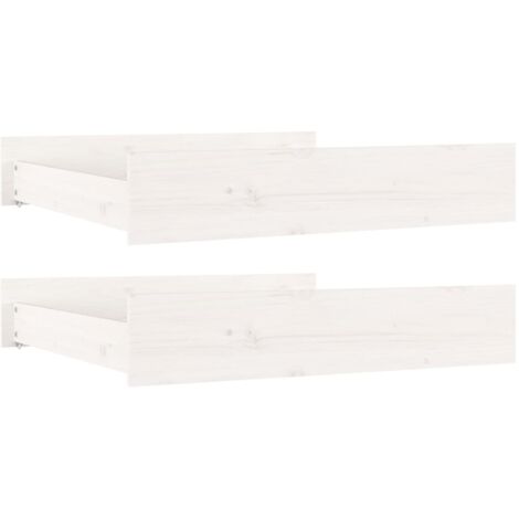 Lot de 2 Tiroirs de lit，Conteneurs de rangement sous lit，Boîte de Rangement blanc Bois de pin massif XZZZ343735