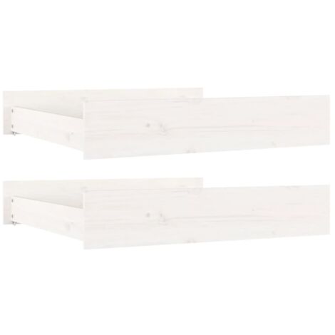 Lot de 2 Tiroirs de lit，Conteneurs de rangement sous lit，Boîte de Rangement blanc Bois de pin massif XZZZ842091
