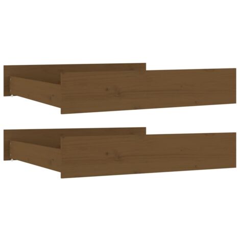 Lot de 2 Tiroirs de lit，Conteneurs de rangement sous lit，Boîte de Rangement Marron miel Bois de pin massif XZZZ729460