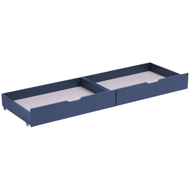 Happy Garden - Lot de 2 tiroirs de rangement bleu foncé pour lit