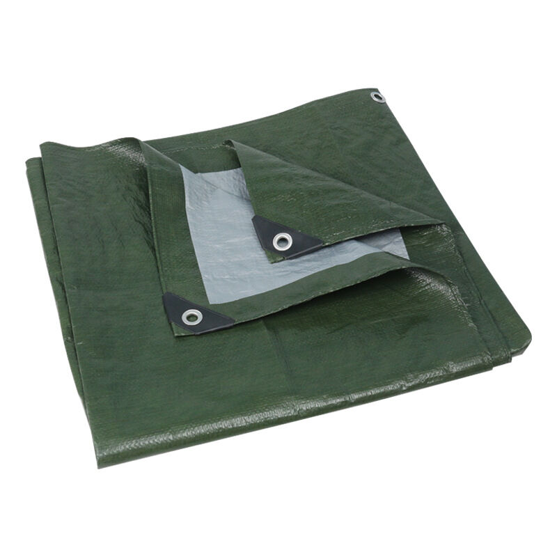 Lot de 2 Toiles à œillets Bicolore Dimensions 2 x 3 m , indéchirable, étanche - Couverture Étanche d'Extérieur Camion, Meuble de Jardin, Vert