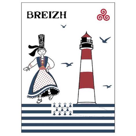 Lot de 2 torchons 50 x 70 cm Bigouden breizh bretagne