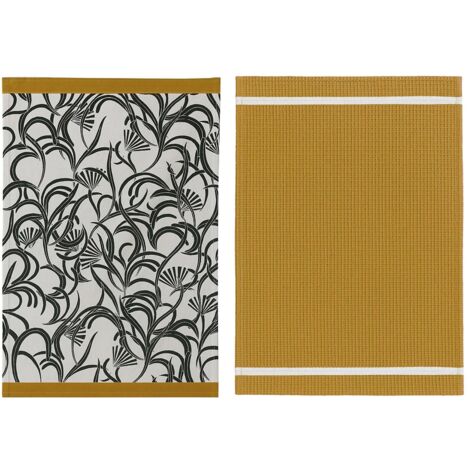 Lot de 2 torchons 50 x 70 cm Cuisine chic marron