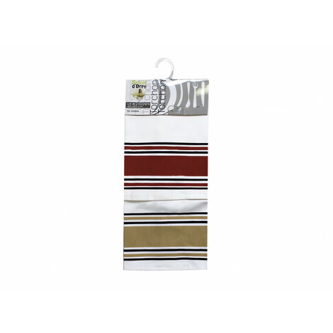 Lot de 2 torchons coton CUISINE rouge et beige