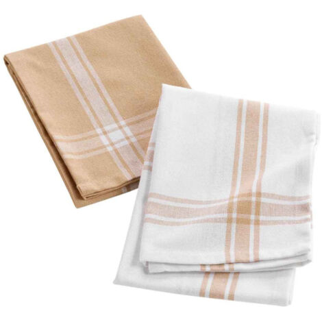 Lot de 2 Torchons "Cuisiline" 50x70cm Beige