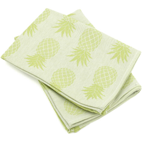 Lot de 2 torchons de cuisine toile coton PINEAPPLE 50x70 cm