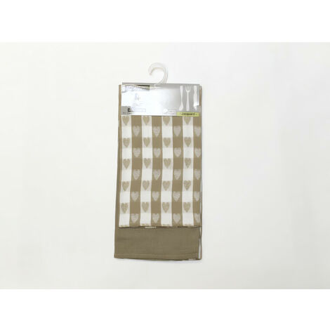 Lot de 2 torchons en coton COEUR taupe, jacquard 50x70 cm