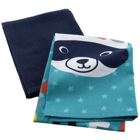 Lot de 2 Torchons Enfant "Mini Chef" 50x70cm Bleu