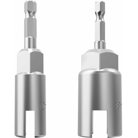 Lot de 2 tourne-écrous à tige hexagonale de 6,35 mm, écrous à aile, clés à douille, embouts pour écrous de panneau, vis, œillets, crochets en C (lot de 2, 2 tailles (12 mm, 18 mm)