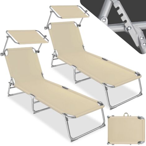Lot de 2 transats acier - lot de 2 chaises longues, bains de soleil, transats jardin